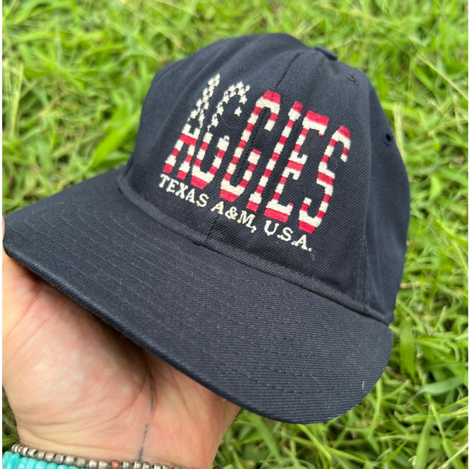 Vintage Texas AM Aggies Usa Patriotic Baseball Cap Rare Collectible Navy Blue